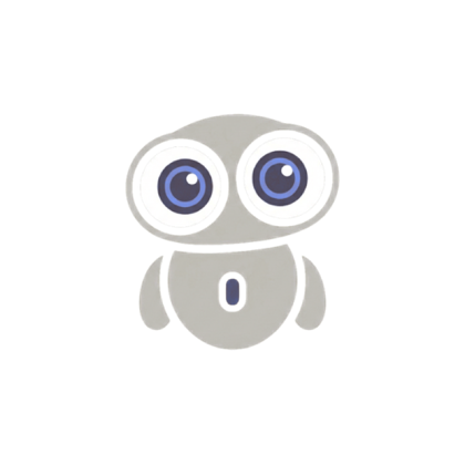 The Walle logo, a small grey robot with large blue eyes