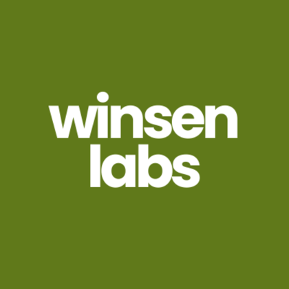 The Winsen Labs wordmark, white on olive green